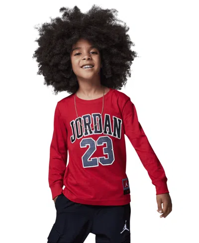Jordan Practice Flight Long Sleeve Tee Big Kids T-shirt In Gym Red