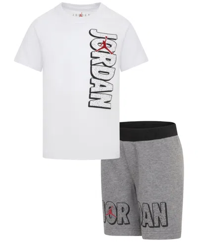 Jordan Kids' Little Boys Rise Tee And Shorts Set In Carbon Heather