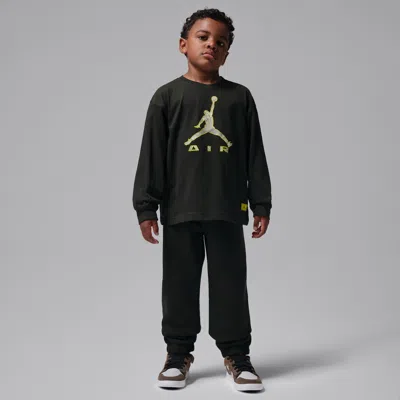 Jordan Little Kids' Brooklyn Realtree 2-piece Long-sleeve T-shirt Set In Black