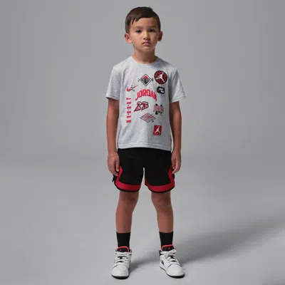 Jordan Little Kids' Dynasty Patch T-shirt And Mesh Shorts Set In Black