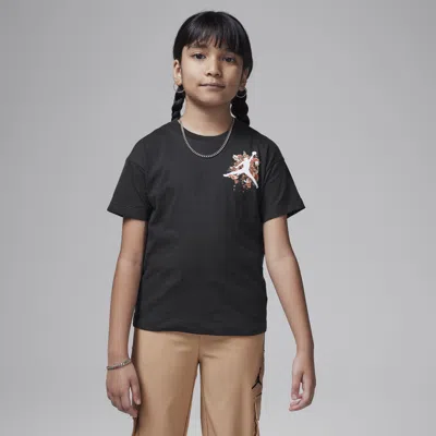 Jordan Little Kids' Floral Jumpman T-shirt In Black