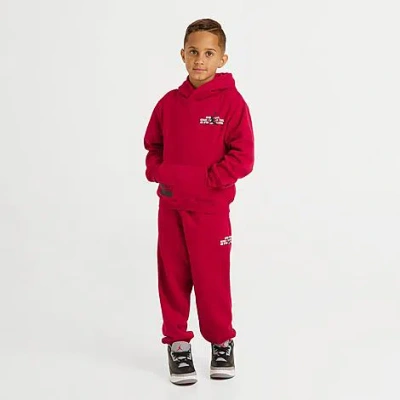 Jordan Little Kids Jumpman Stamp Pullover Hoodie And Jogger Pants Set In Red