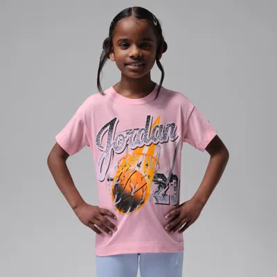 Jordan Little Kids' She's On Fire Script T-shirt In Pink