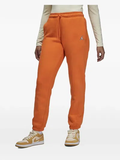 Jordan Logo-embroidered Fleece Trousers In Orange