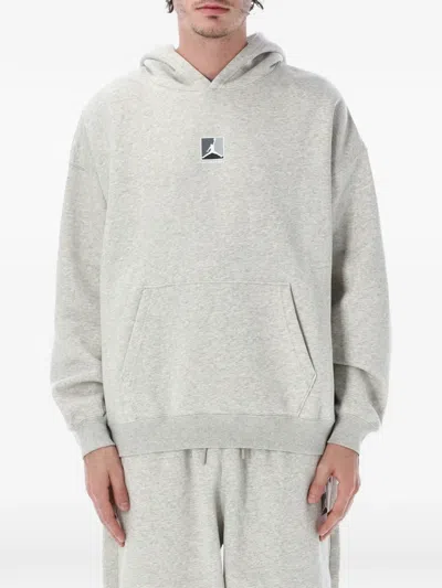 Jordan Logo Kangaroo Pocket Hoodie In Gray