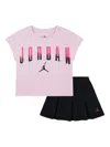 Jordan Logo-print Pleated Skirt Set In Pink