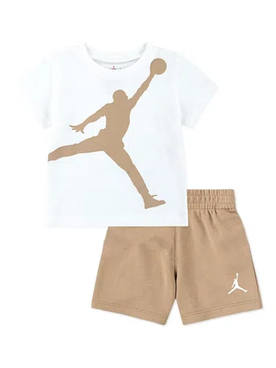 Jordan Kids' Logo Shorts And T-shirt Set In Brown