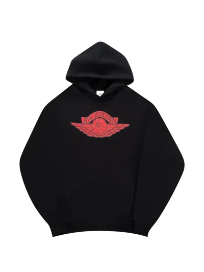 Jordan Logo-print Fleece Hoodie In Black