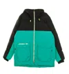 Jordan Long Men's Down Parka Jacket In Black/watermelon/neptune Green