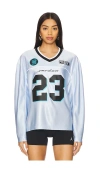 Jordan Oversize Long Sleeve V-neck Jersey Top In Blue