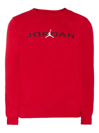 Jordan Kids' Long-sleeve Logo-print T-shirt In Red