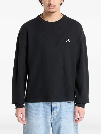 Jordan Long-sleeved Waffle-knit Sweatshirt In Black
