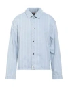 Jordan Man Denim Shirt Blue Size Xl Cotton In Blue
