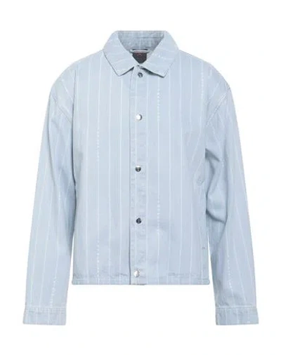 Jordan Man Denim Shirt Blue Size Xl Cotton