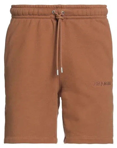 Jordan Man Shorts & Bermuda Shorts Brown Size Xs Cotton