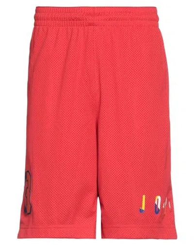 Jordan Man Shorts & Bermuda Shorts Red Size M Polyester In Gold