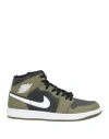 Jordan Man Sneakers Military Green Size 9 Leather, Textile Fibers
