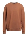 Jordan Man Sweatshirt Brown Size L Cotton, Elastane In Brown