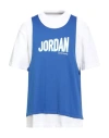 Jordan Man T-shirt Blue Size Xl Cotton, Polyester In Blue