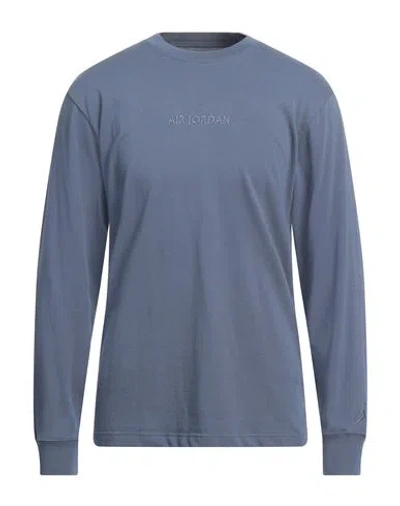 Jordan Man T-shirt Slate Blue Size S Cotton In Blue