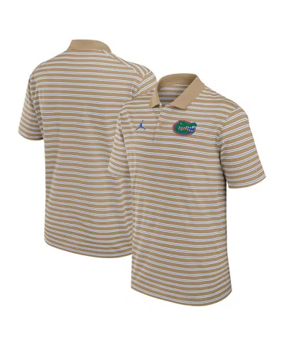 Jordan Manufacturing Jordan Men's Tan/white Florida Gators Primetime Victory Striped Polo Shirt