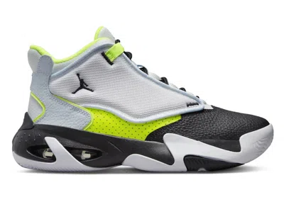 Pre-owned Jordan Max Aura 4 Black Sneakers In Platinum Tint/volt/blue Tint