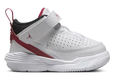 Pre-owned Jordan Max Aura 5 Black Sneakers In White/varsity Red/wolf Grey