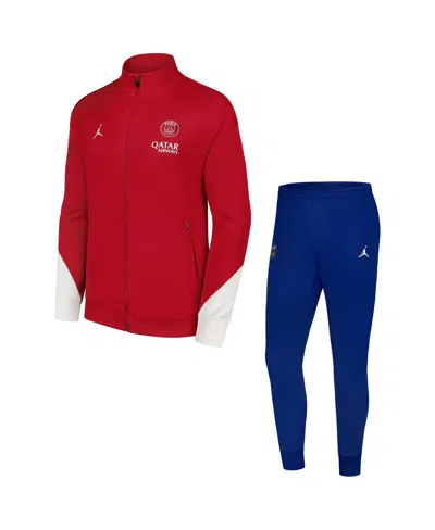 Jordan Men's 2-piece Red/blue Paris Saint-germain 2024/25 Fourth Strike Full-zip Track Jacket And Pants Set In Red,blue