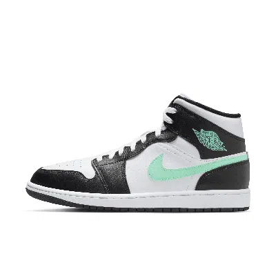 Jordan Men's Air  1 Mid Shoes In White/green Glow/black