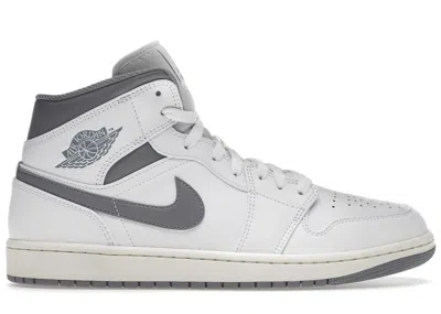 Pre-owned Jordan Men's Air  1 Mid Neutral Grey Sneakers In White/stealth In Multi