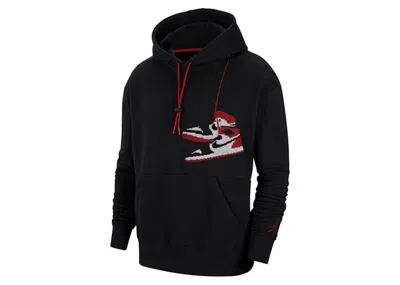 Pre-owned Jordan Men's Air  1 Retro Jumpman Holiday Hoodie In Black