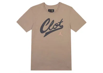 Pre-owned Jordan Men's Air  X Clot Crossover Logo Printed T-shirt In Khaki In Brown