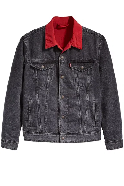 Pre-owned Jordan Men's Air  X Levis Reversible Trucker Jacket In Black/red In Multi