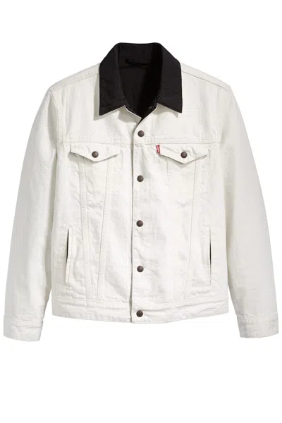 Pre-owned Jordan Men's Air  X Levis Reversible Trucker Jacket In White/black In Multi
