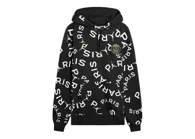 Pre-owned Jordan Men's Air  X Paris Saintgermain Allover Print Hoodie In Black