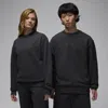 Jordan Men's Air  Wordmark Fleece Crew-neck Sweatshirt In Black
