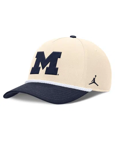 Jordan Men's And Women's Natural Michigan Wolverines 2026 Primetime Natural 5-panel Rope 2-tone Rise Hat In Neutral