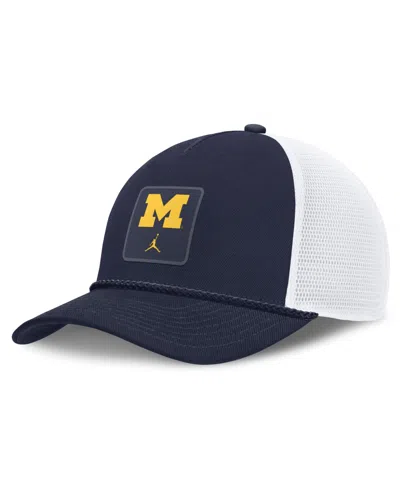 Jordan Men's And Women's Navy Michigan Wolverines 2026 On-field Gameday Rope Trucker Adjustable Hat In Blue