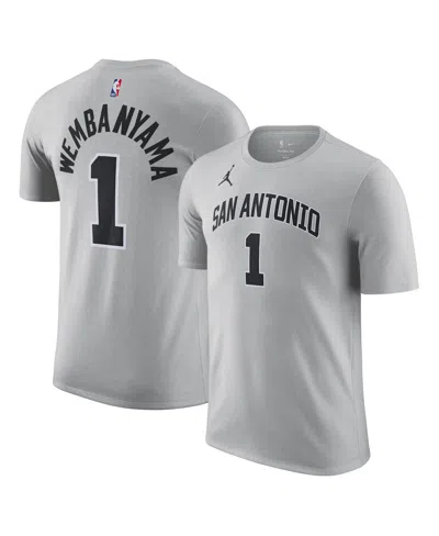 Jordan Men's And Women's Victor Wembanyama Silver San Antonio Spurs Name Number T-shirt In Gray