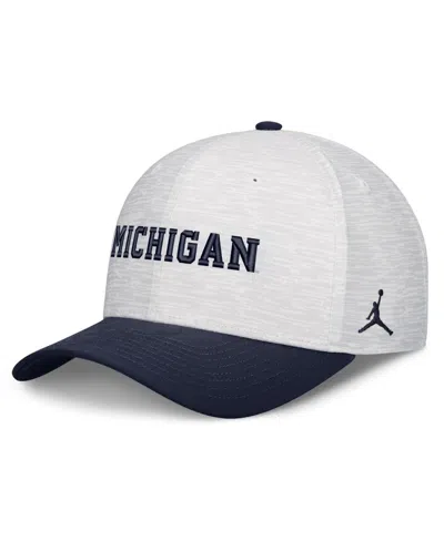 Jordan Men's And Women's White, Navy Michigan Wolverines Primetime Rise Adjustable Hat In White,navy