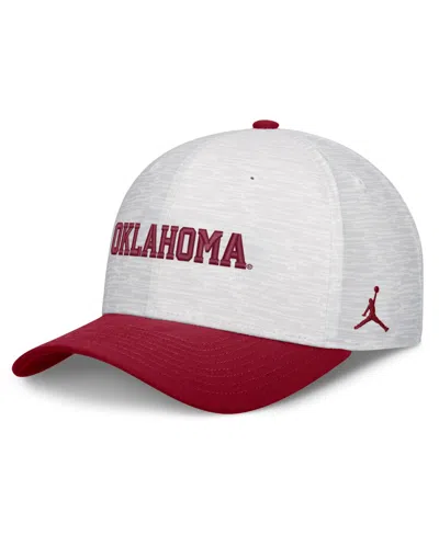Jordan Men's And Women's White/crimson Oklahoma Sooners Primetime Rise Adjustable Hat In Gray