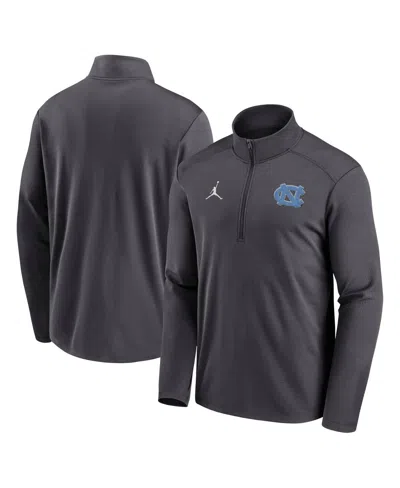 Jordan Men's Anthracite North Carolina Tar Heels Primetime Pacer Performance Half-zip Top In Black
