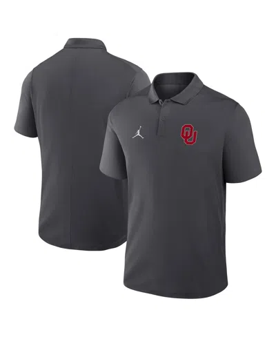 Jordan Men's Anthracite Oklahoma Sooners Primetime Victory Primary Logo Performance Polo Shirt In Gray