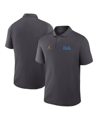 Jordan Men's Anthracite Ucla Bruins Primetime Victory Primary Logo Performance Polo Shirt In Gray