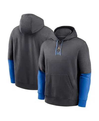 Jordan Men's Anthracite/blue Ucla Bruins 2024 Sideline Club Pullover Hoodie In Anthracite,blue