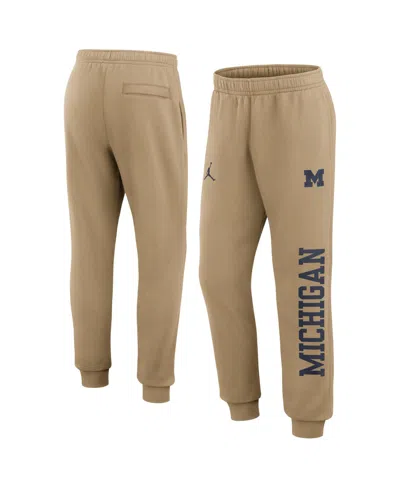 Jordan Men's Beige Michigan Wolverines Primetime Club Fleece Joggers In Brown