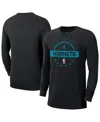 Jordan Men's Black Charlotte Hornets Authentic Long Sleeve Practice T-shirt In Black
