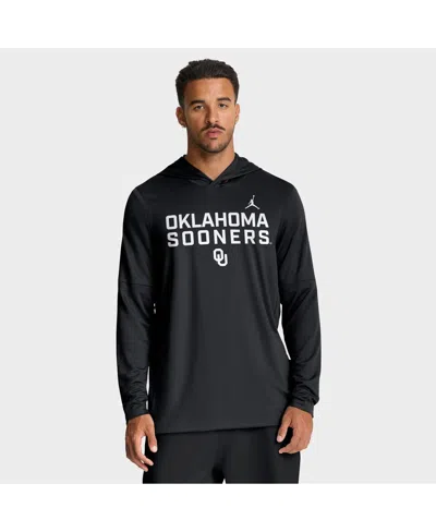 JORDAN MEN'S BLACK OKLAHOMA SOONERS 2025 SIDELINE PERFORMANCE LONG SLEEVE HOODIE T-SHIRT