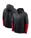Jordan Oklahoma Sooners Sideline Team Issue Club Nike Men's College Pullover Hoodie In Black,crimson