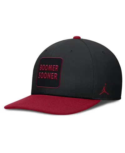 Jordan Men's Black/crimson Oklahoma Sooners 2025 Sideline Campus Pro Local Snapback Hat